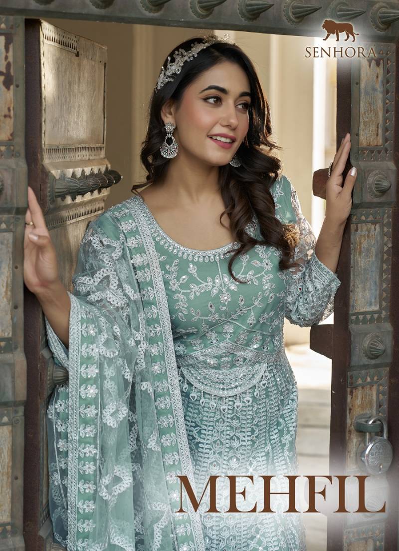 Senhora Mehfil Butterfly Net Gown With Dupatta Collection