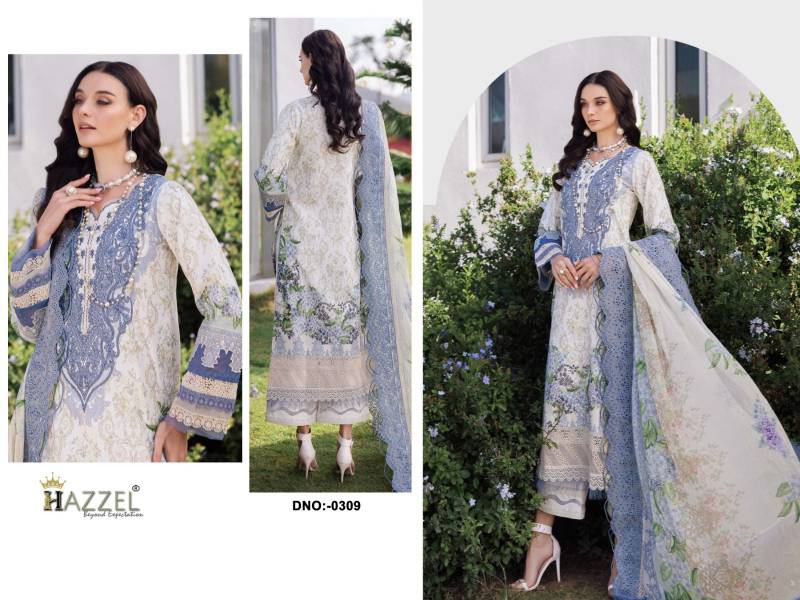 Hazzel 0309 Chiffon Dupatta Embroidered Pakistani Salwar Kameez