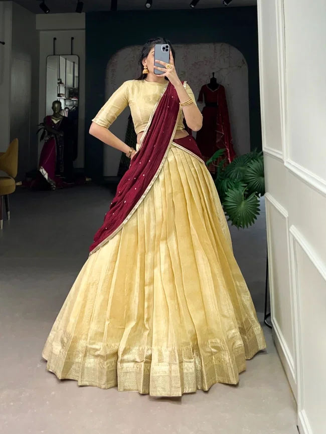 Lekha LN Kesariya Designer Kanchipuram Choli Collection