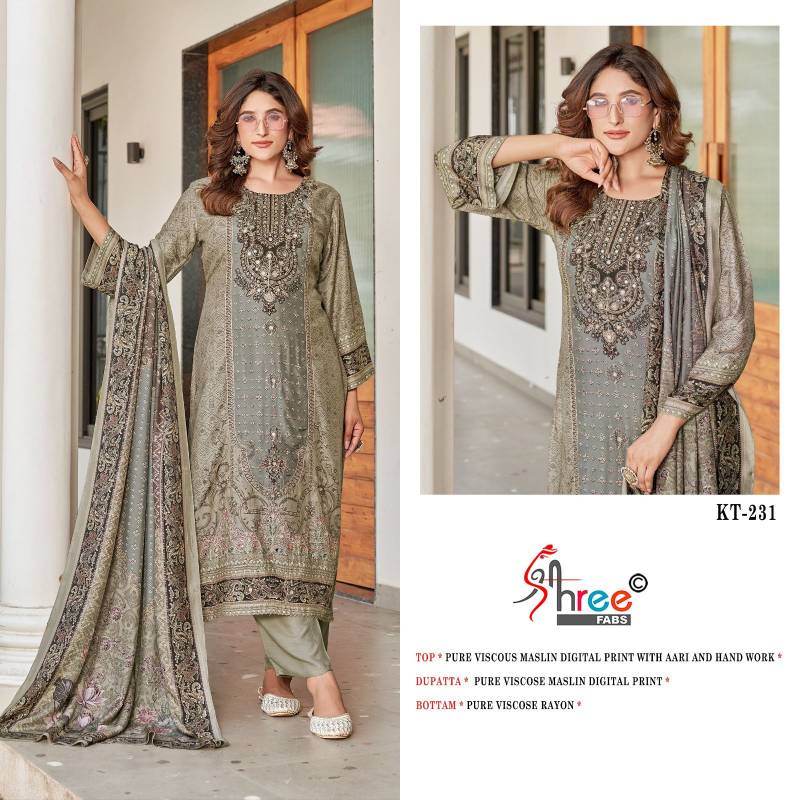 Shree Kt 231 Viscose Maslin Digital Printed Salwar Suits
