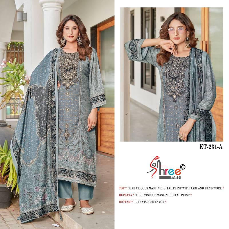 Shree Kt 231 Viscose Maslin Digital Printed Salwar Suits
