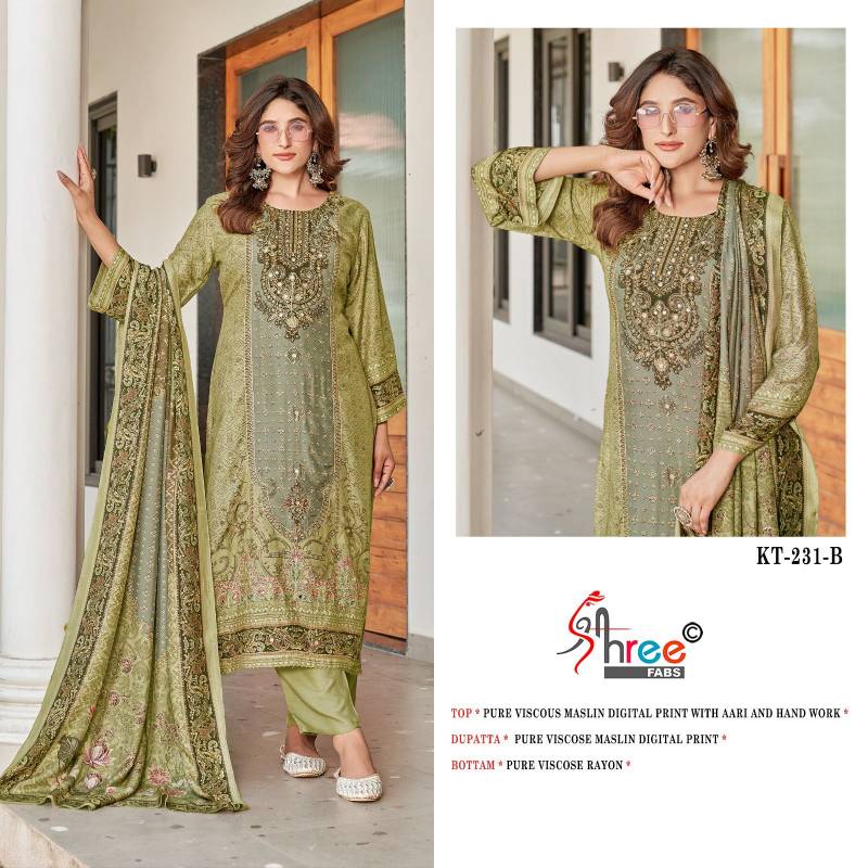 Shree Kt 231 Viscose Maslin Digital Printed Salwar Suits