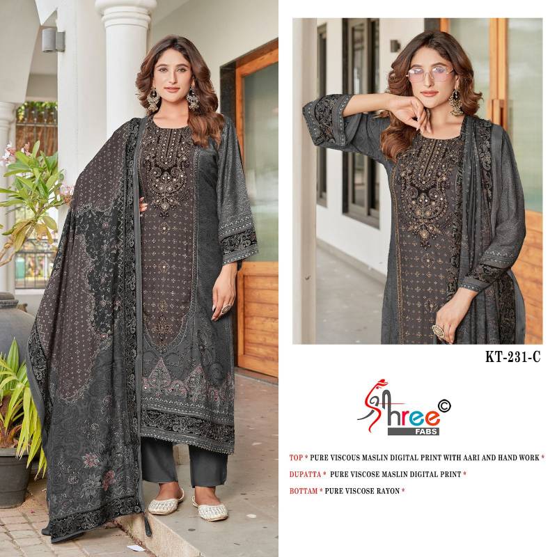 Shree Kt 231 Viscose Maslin Digital Printed Salwar Suits