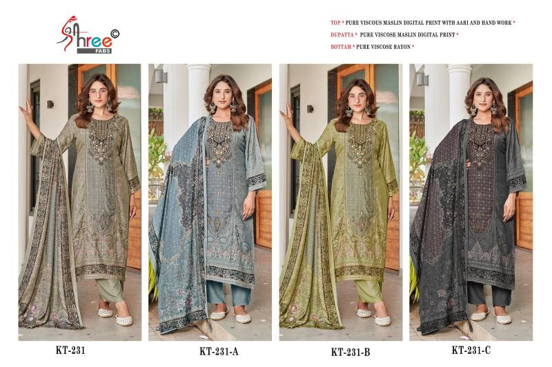 Shree Kt 231 Viscose Maslin Digital Printed Salwar Suits