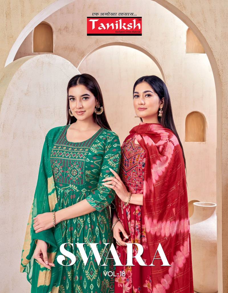 Taniksh Swara Vol 18 Capsule Rayon Kurti Bottom With Dupatta