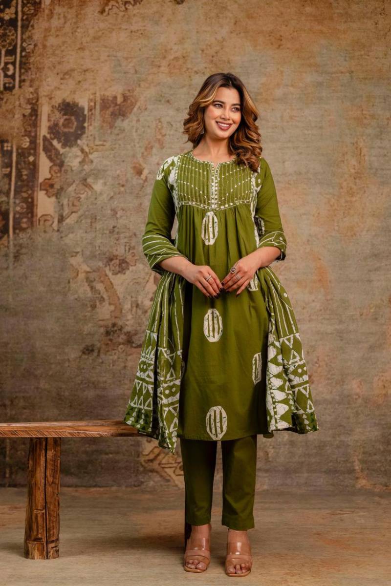 Naisha K 07 Cotton Aline Fancy Kurti Bottom With Dupatta Collection