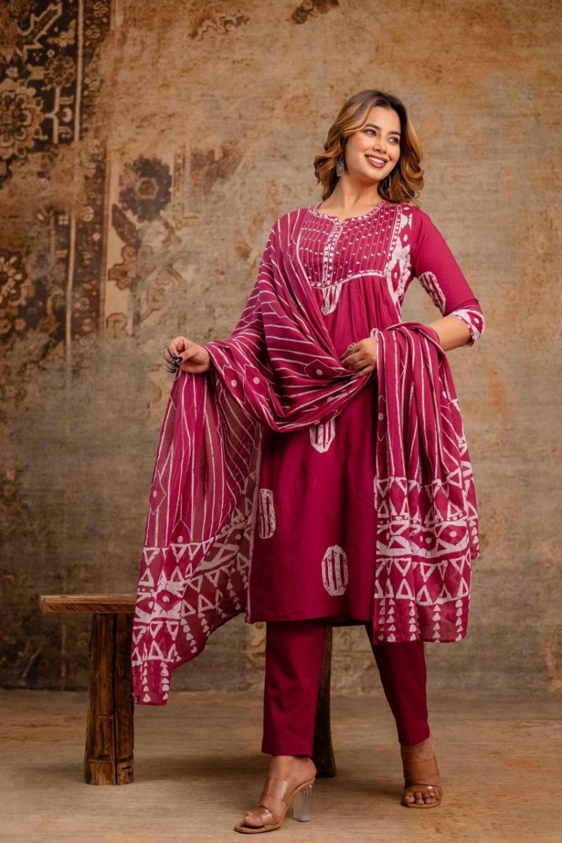 Naisha K 07 Cotton Aline Fancy Kurti Bottom With Dupatta Collection