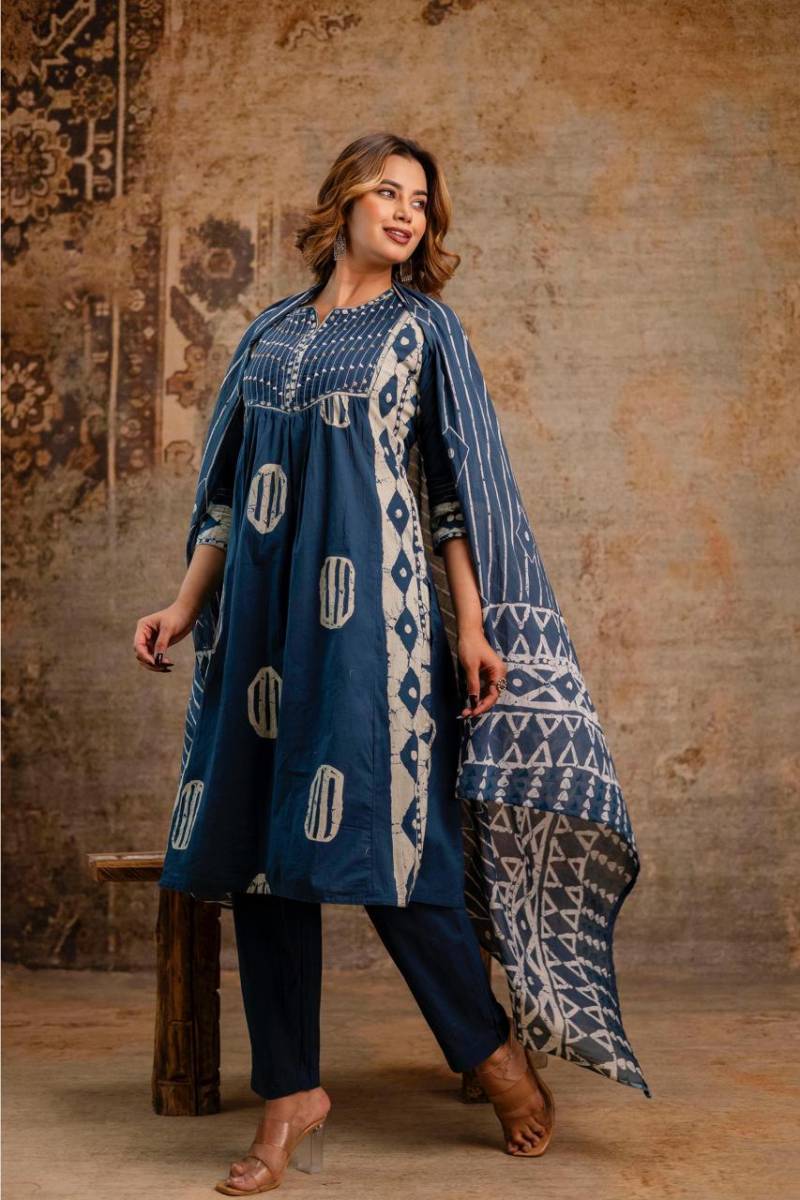 Naisha K 07 Cotton Aline Fancy Kurti Bottom With Dupatta Collection