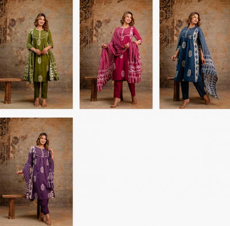 Naisha K 07 Cotton Aline Fancy Kurti Bottom With Dupatta Collection