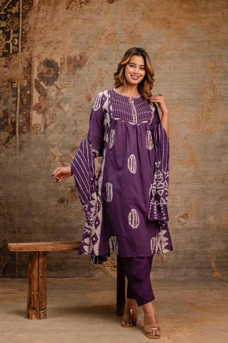 Naisha K 07 Cotton Aline Fancy Kurti Bottom With Dupatta Collection