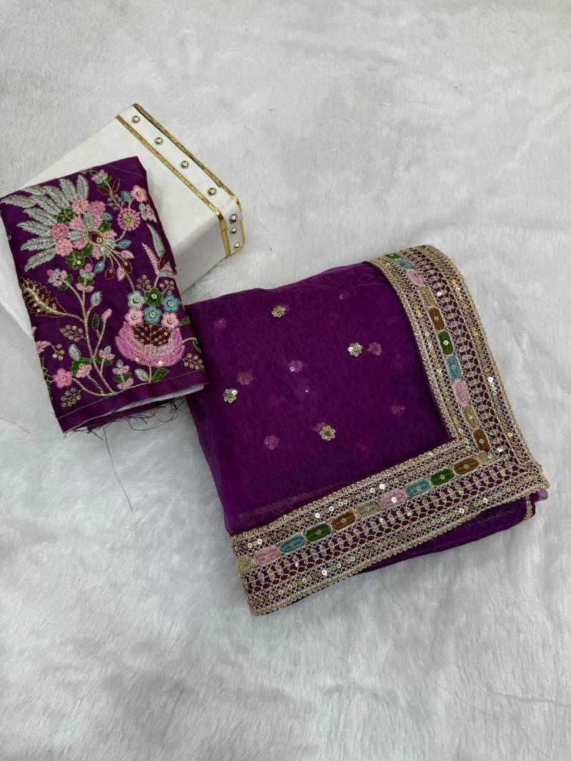 Vt 712 T Embroidered Organza Party Wear Saree Collection
