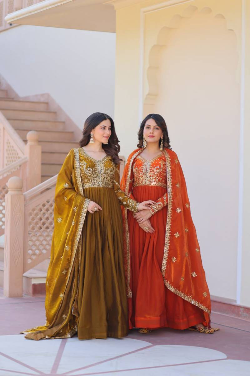 Luna Vol 51 Beautiful Georgette Embroidered Gown With Dupatta