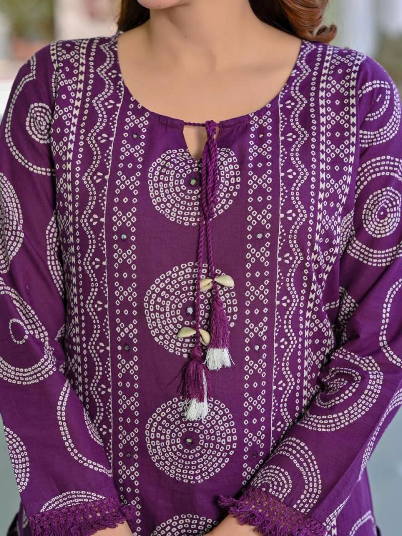 Naisha K 10 Cotton Discharge Printed Kurti Bottom With Dupatta