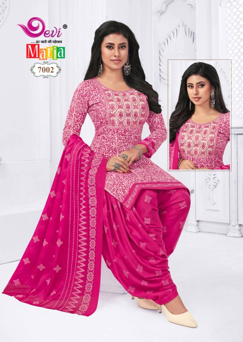 Devi Maria Vol 7 Cotton Printed Kurti Bottom With Dupatta Collection