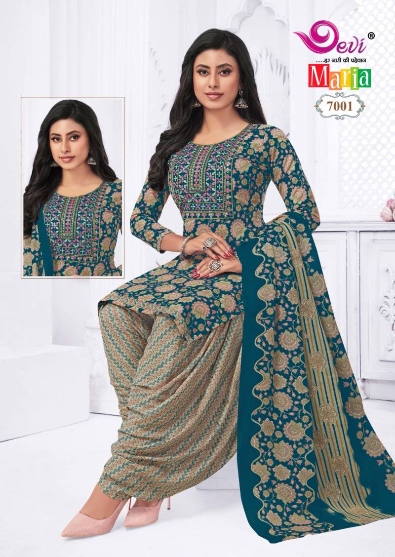 Devi Maria Vol 7 Cotton Printed Kurti Bottom With Dupatta Collection