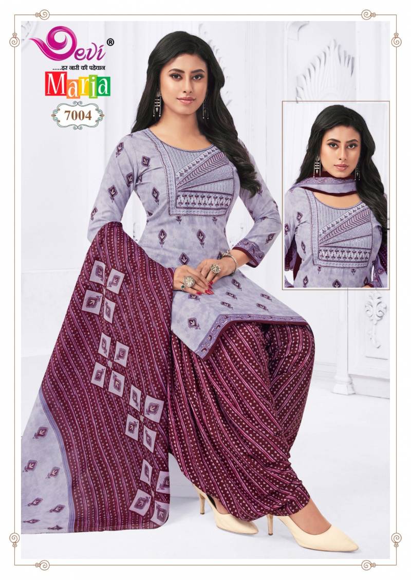 Devi Maria Vol 7 Cotton Printed Kurti Bottom With Dupatta Collection