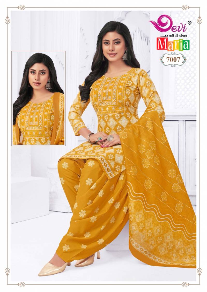 Devi Maria Vol 7 Cotton Printed Kurti Bottom With Dupatta Collection