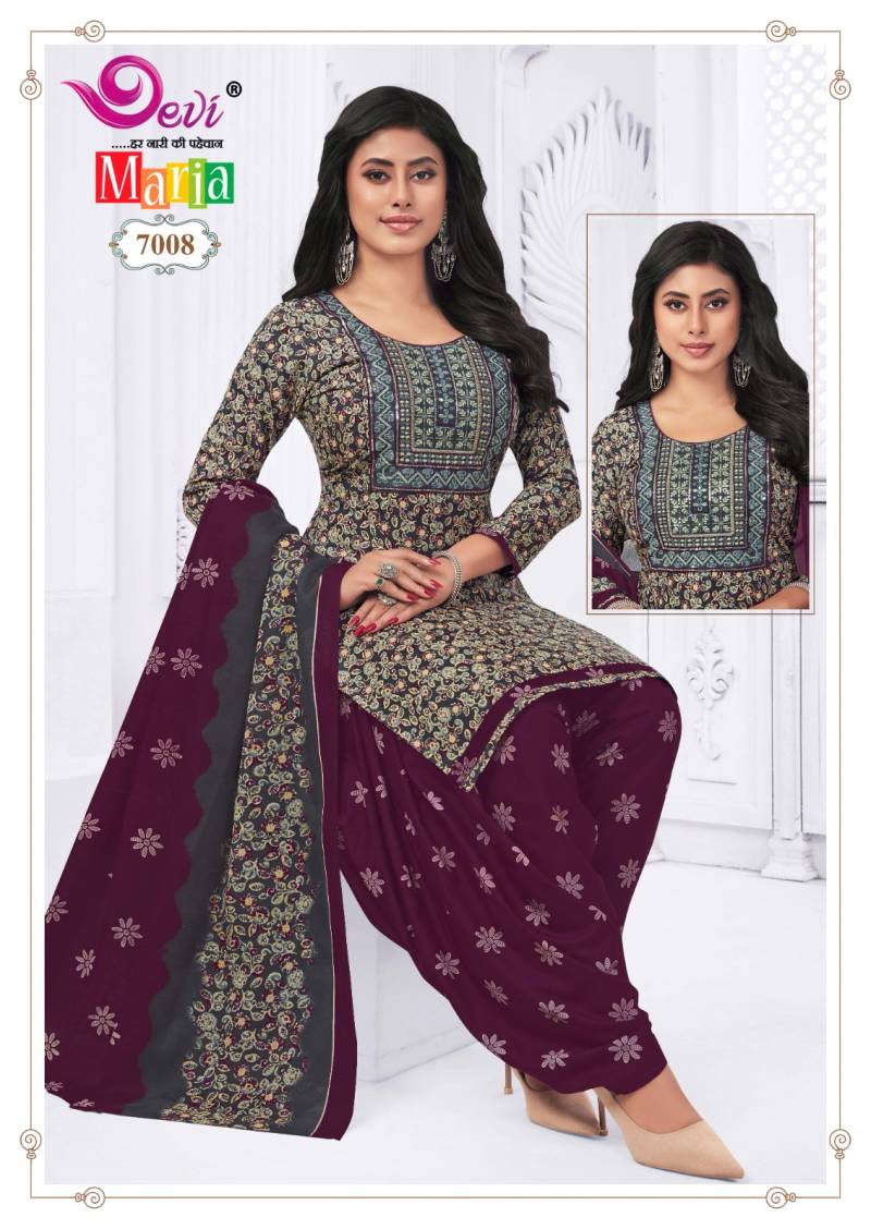 Devi Maria Vol 7 Cotton Printed Kurti Bottom With Dupatta Collection
