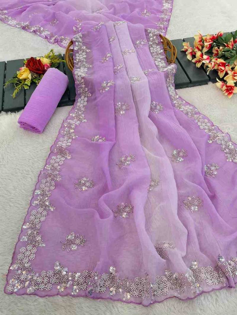 Kc 880 Embroidered Pixel Crush Party Wear Saree Collection
