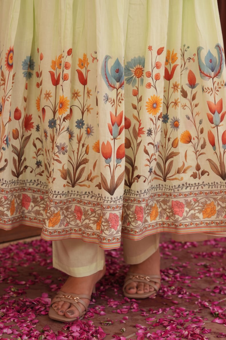 Tanyaa P 341 Cotton Printed Handwork Touchup Anarkali Readymade Suit