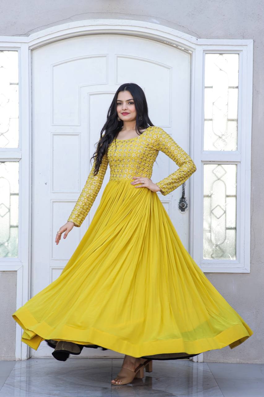 Lekha KA 1034 Faux Blooming Sequins Embroidered Gown Collection