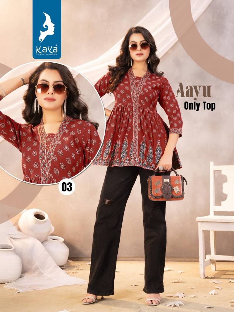 Kaya Aayu Cotton Printed Fancy Top Collection