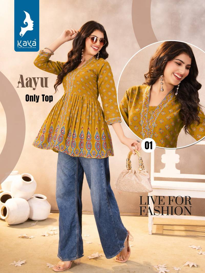 Kaya Aayu Cotton Printed Fancy Top Collection