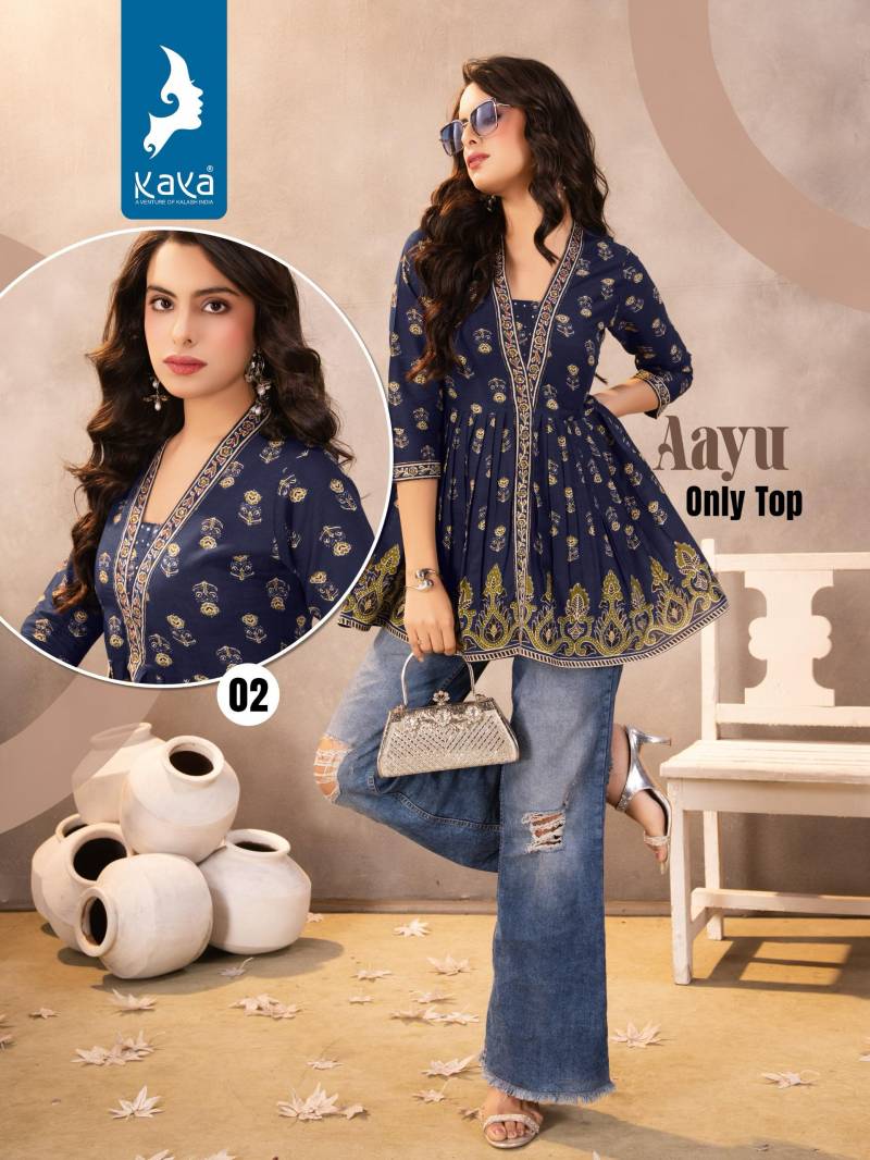 Kaya Aayu Cotton Printed Fancy Top Collection