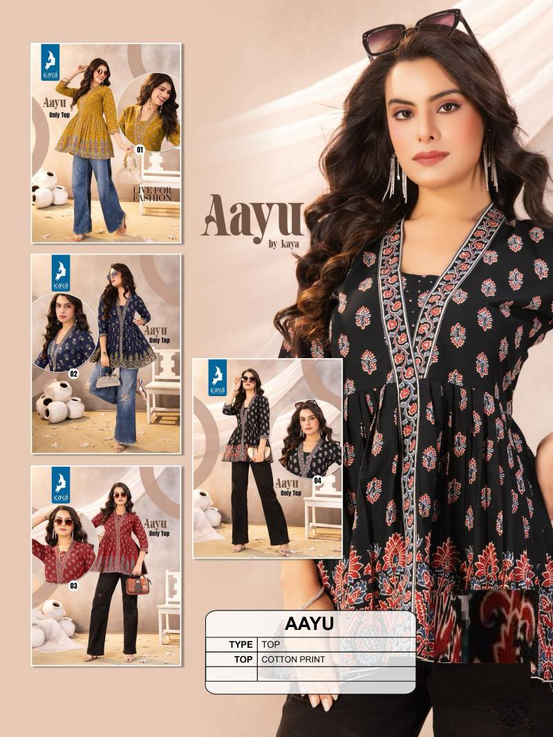 Kaya Aayu Cotton Printed Fancy Top Collection
