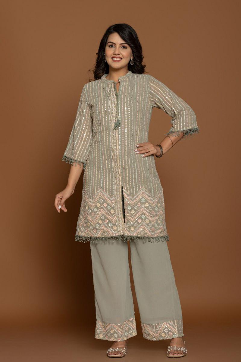 Tanyaa P 355 Georgette Silk With Work Co Ord Set Collection