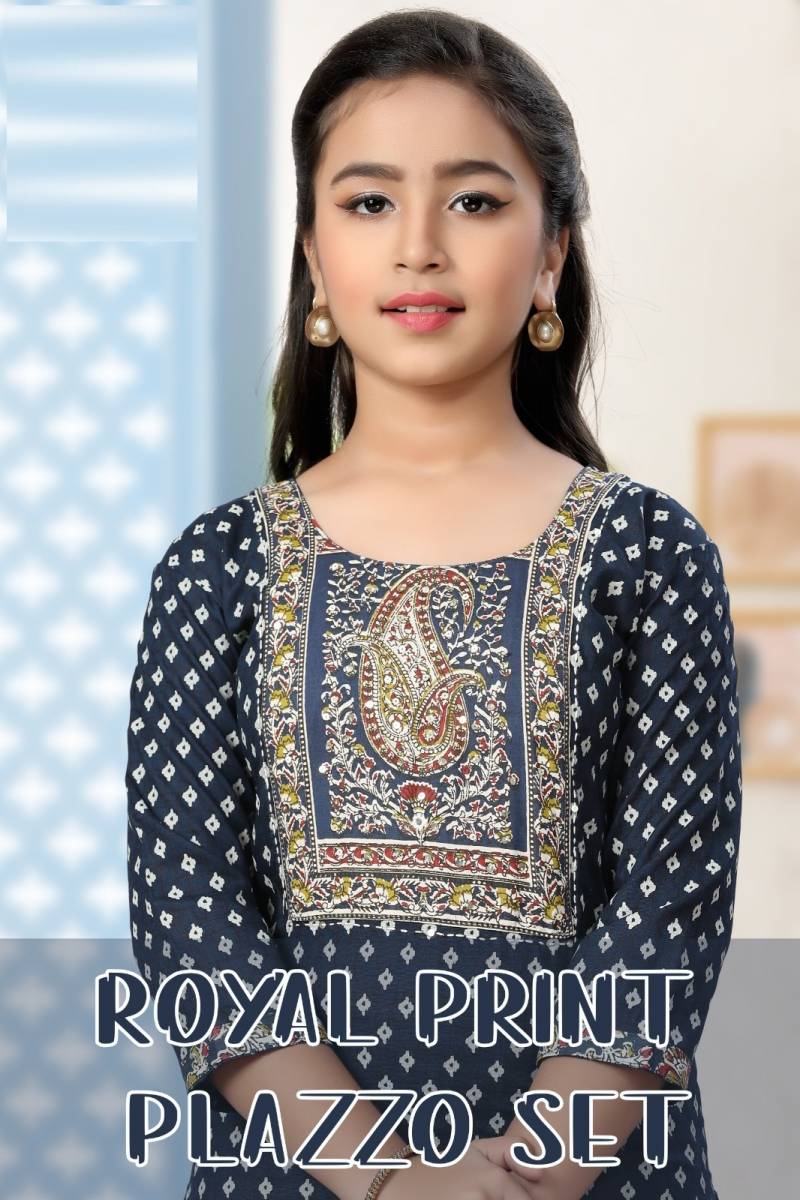 Royal Print Plazzo Set 9032 Cotton Printed Kids Wear Collection