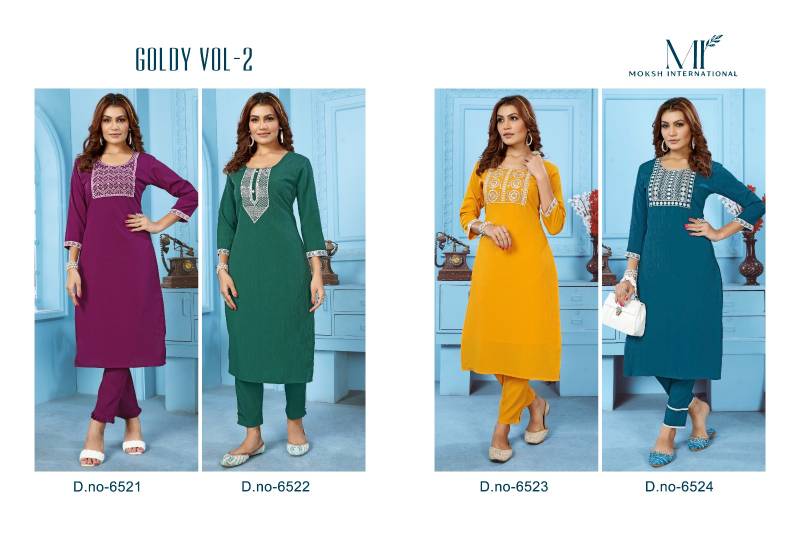 Moksh Goldy Vol 2 Cotton Kurti With Bottom Collection