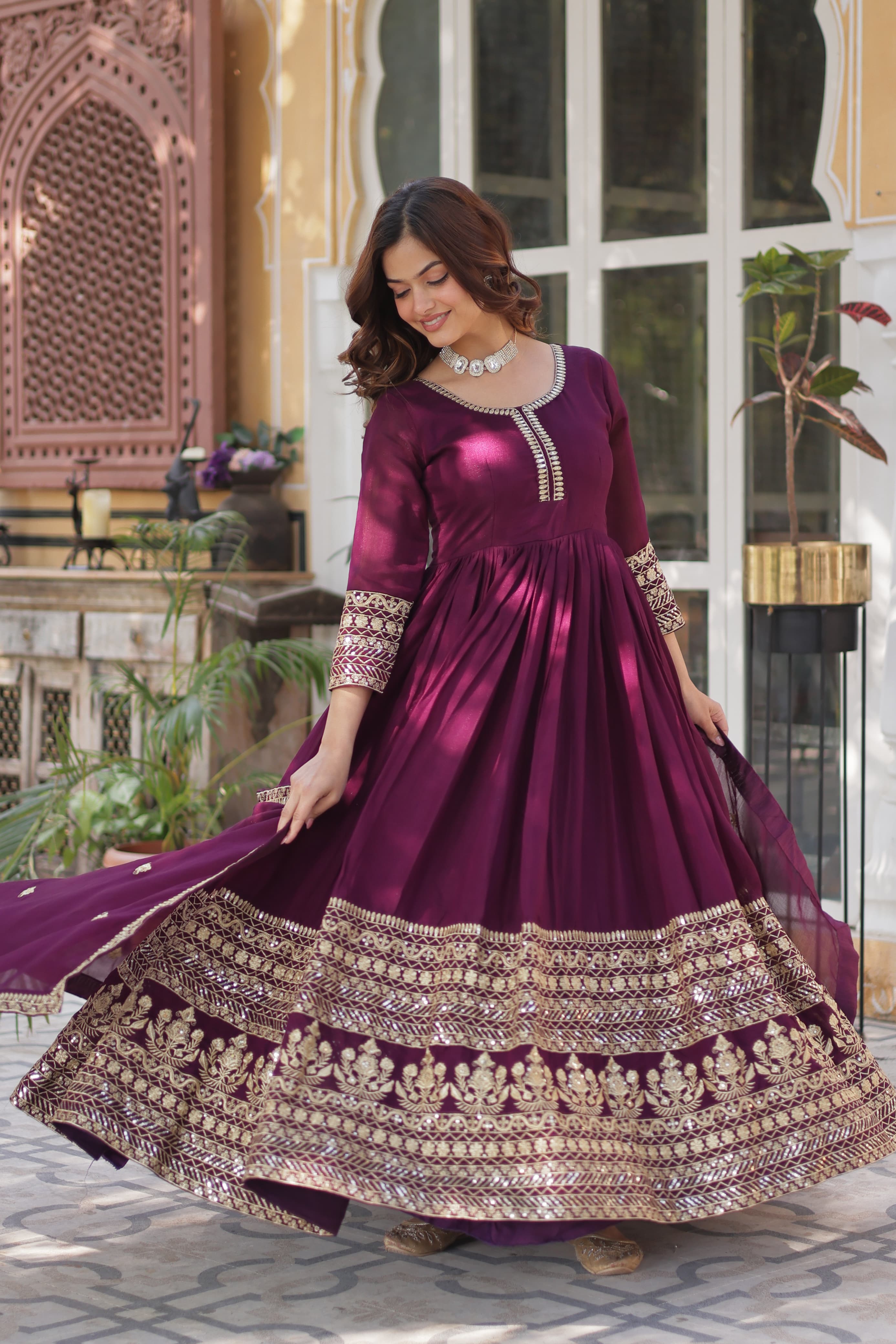 Lekha KA 1141 Shimmer Vichitra Sequins Embroidered Gown Collection