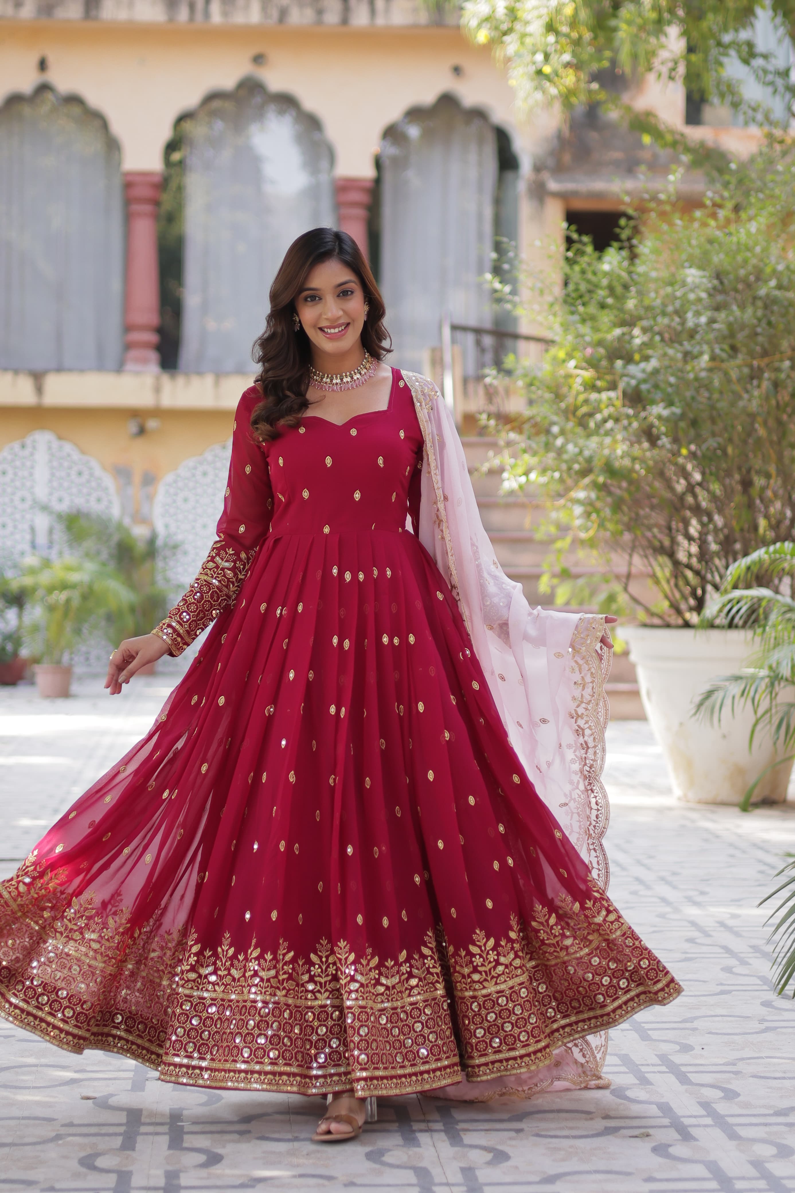 Lekha KA 1138 Faux Blooming with Embroidery Zari Sequins Gown Collection