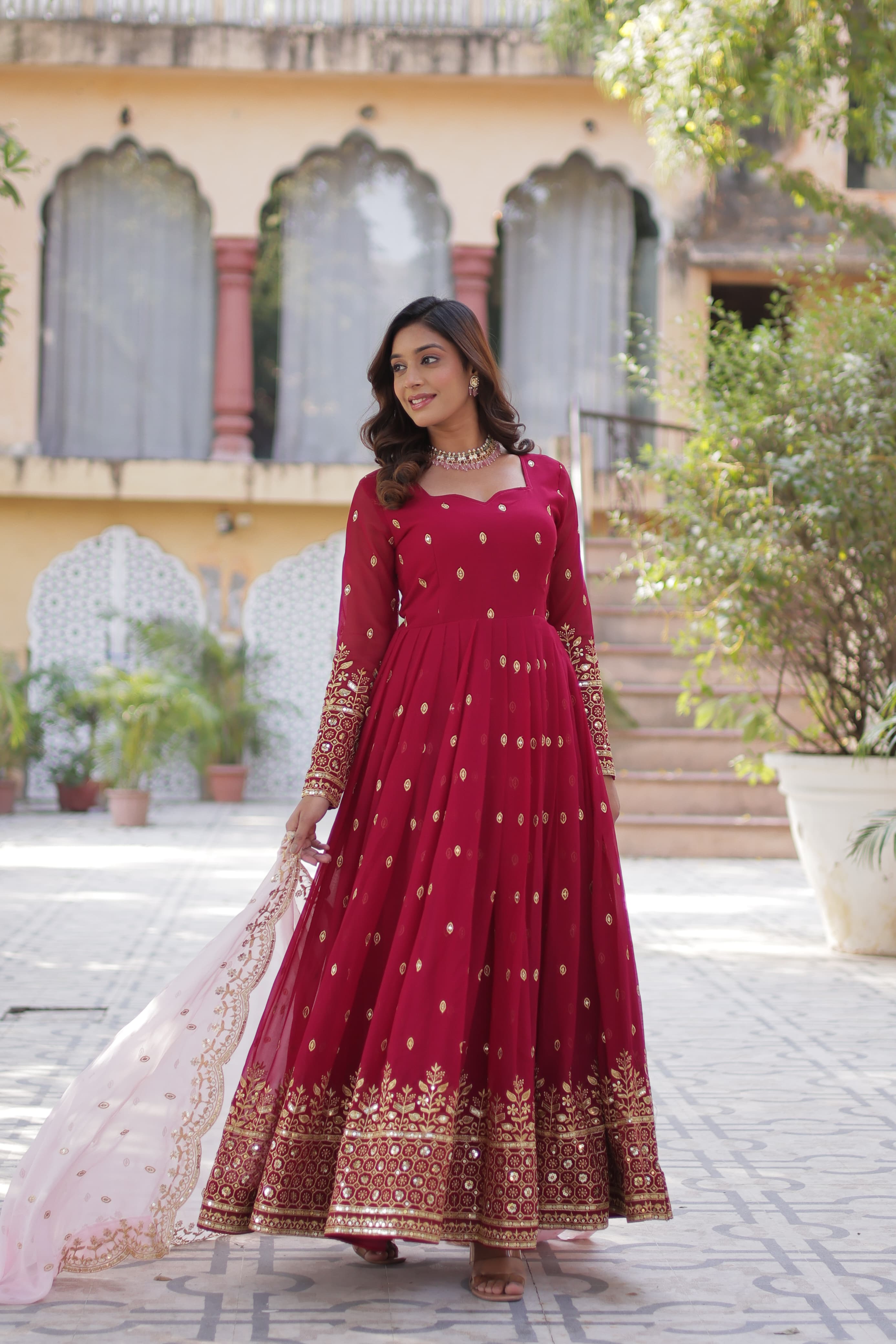 Lekha KA 1138 Faux Blooming with Embroidery Zari Sequins Gown Collection