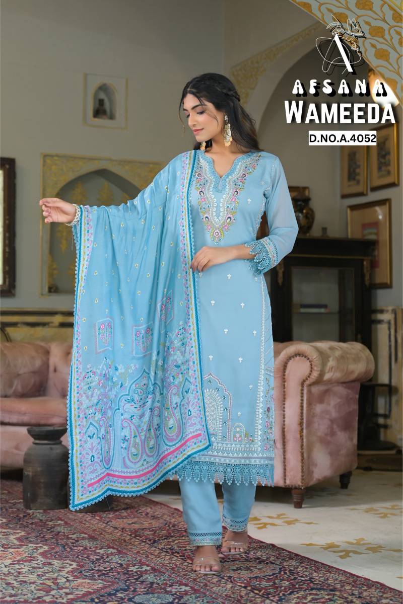 Afsana Wameeda Georgette Kurti Bottom With Dupatta Collection