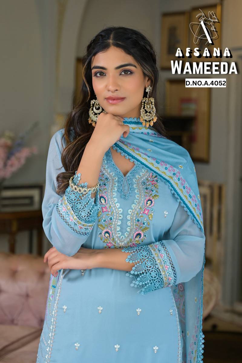 Afsana Wameeda Georgette Kurti Bottom With Dupatta Collection