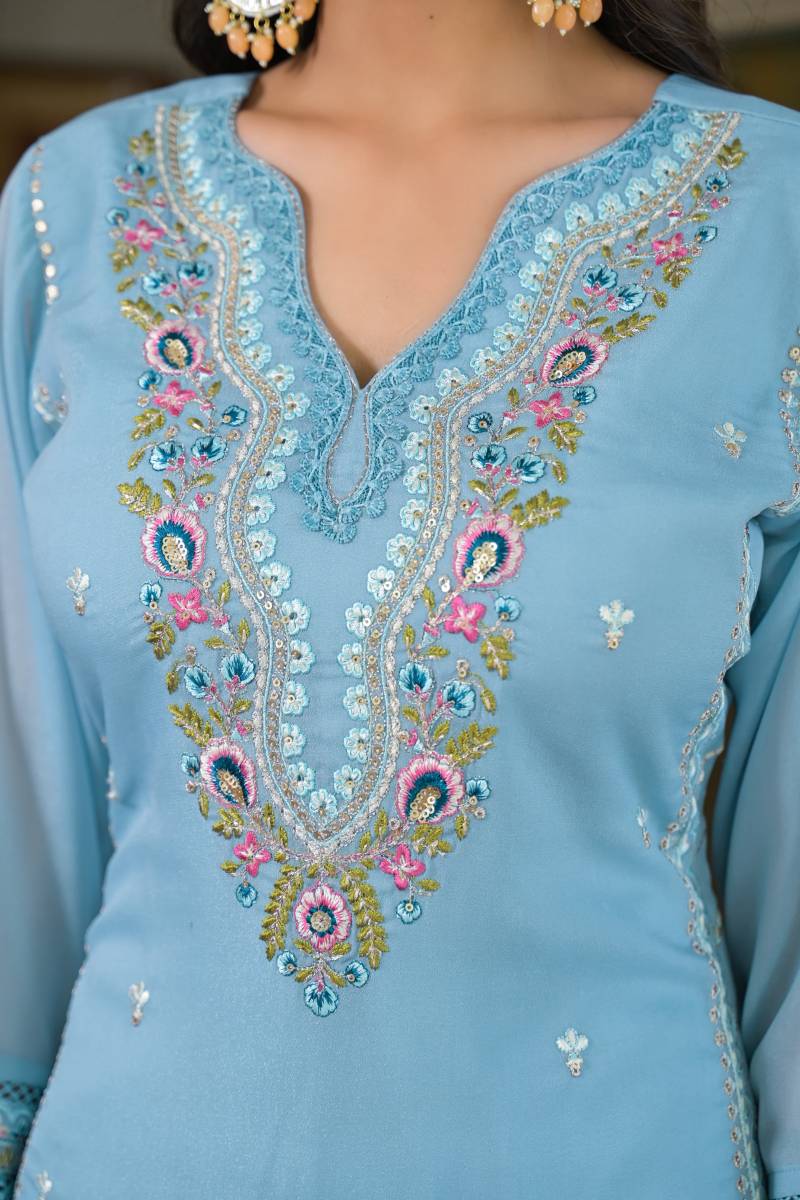 Afsana Wameeda Georgette Kurti Bottom With Dupatta Collection