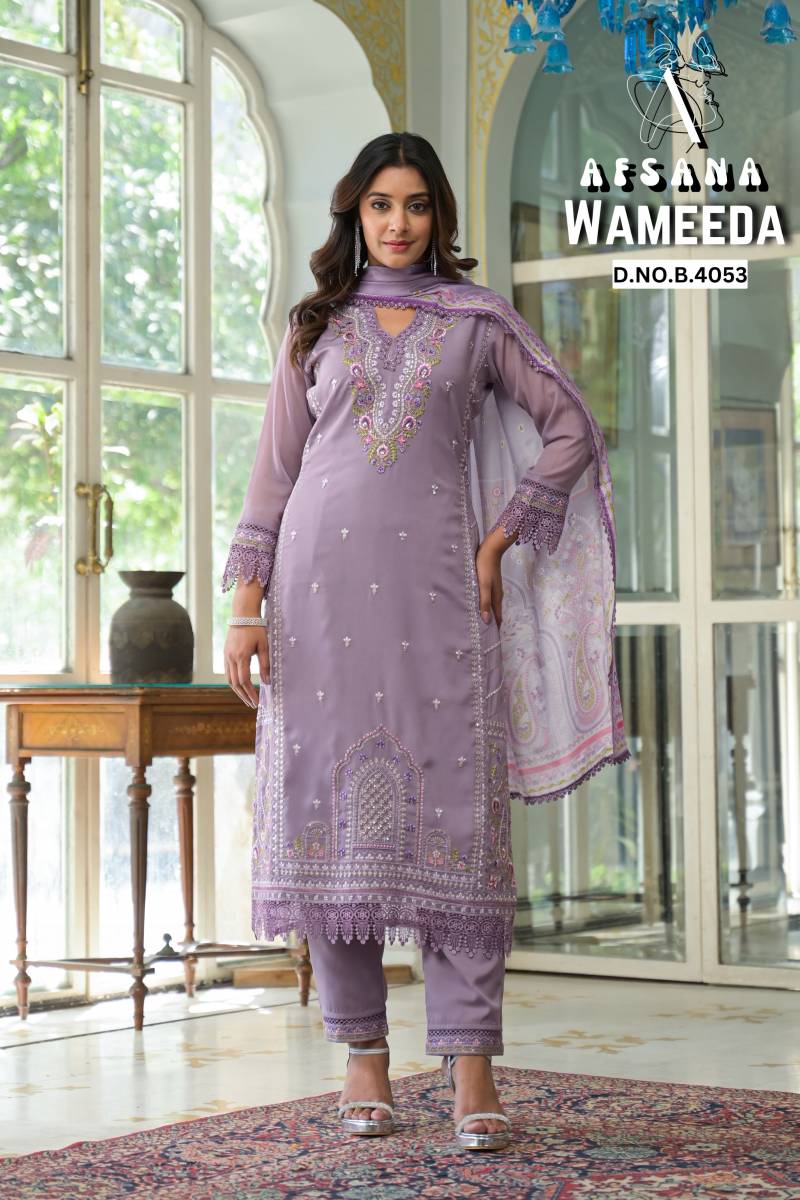 Afsana Wameeda Georgette Kurti Bottom With Dupatta Collection