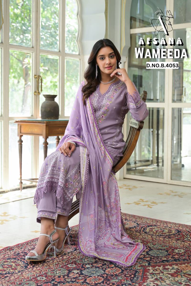 Afsana Wameeda Georgette Kurti Bottom With Dupatta Collection