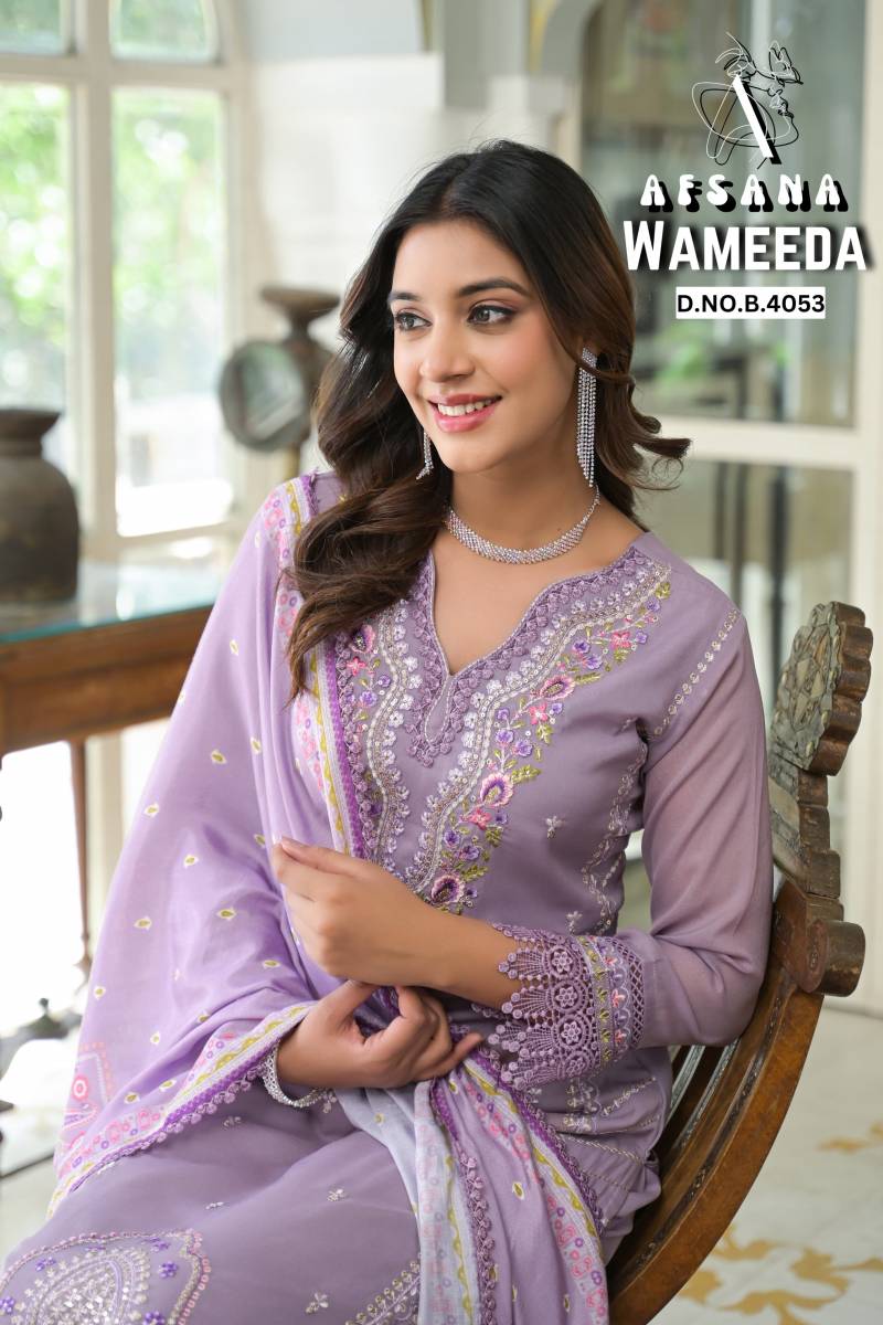 Afsana Wameeda Georgette Kurti Bottom With Dupatta Collection