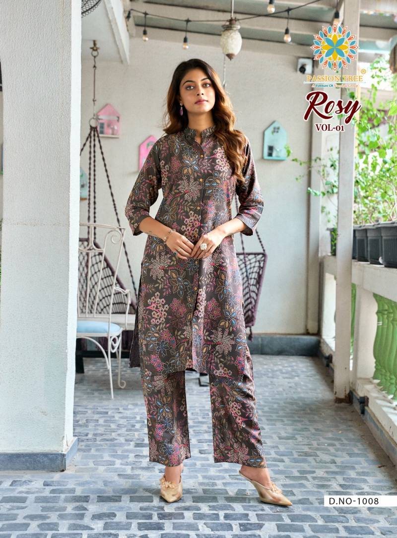 Rosy Vol 1 By Passion Tree Rayon With Discharge Printed Co Ord Set