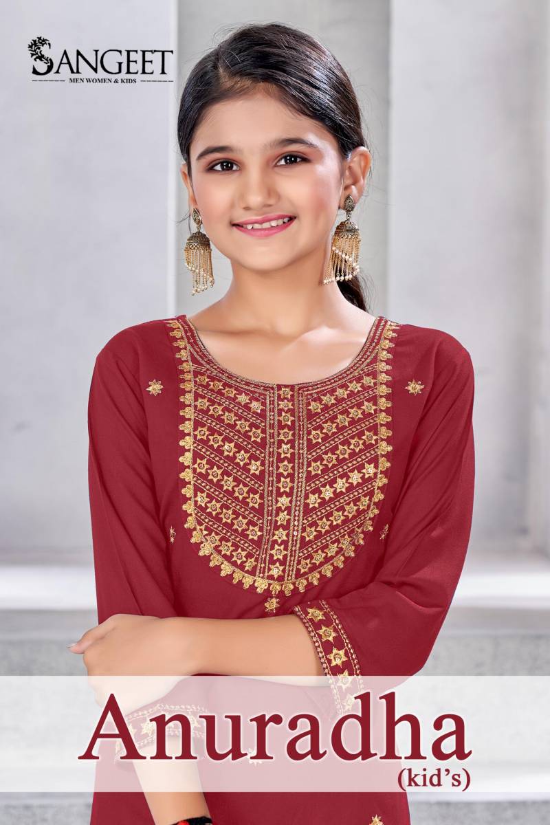 Sangeet Anuradha Kids Viscose Rayon Kurti With Bottom Collection
