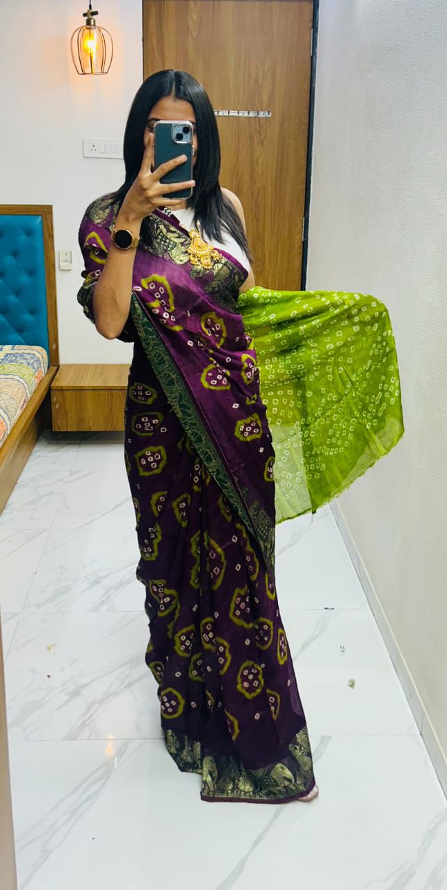 Ashvi Hathi Bandhani Art Silk Saree Collection