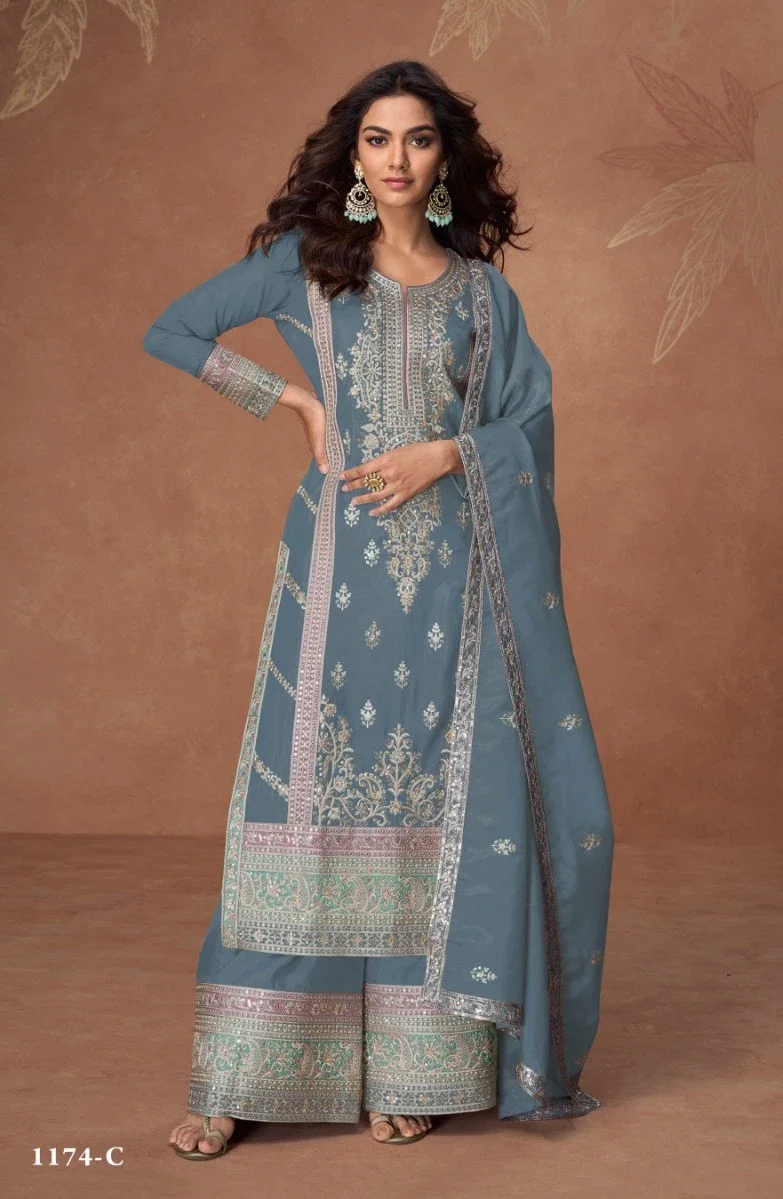 Super Hit 1074 A To C Silk Designer Embroidered Salwar Suits Collection