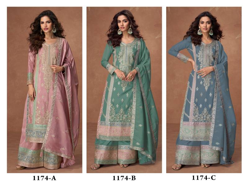 Super Hit 1074 A To C Silk Designer Embroidered Salwar Suits Collection