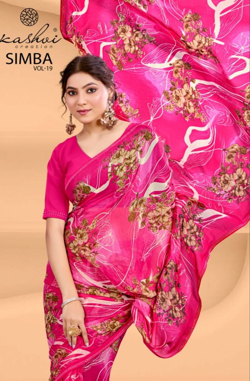 Kashvi Simba Vol 19 Georgette With Swarovski Lace Saree