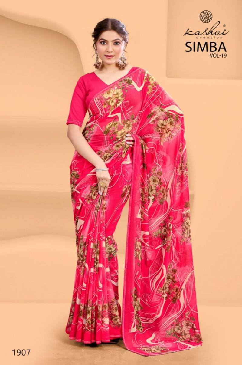 Kashvi Simba Vol 19 Georgette With Swarovski Lace Saree