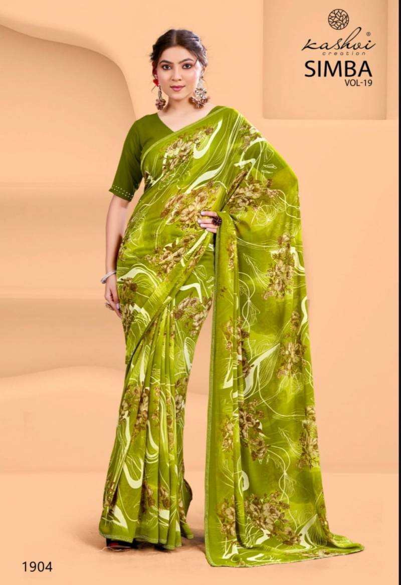 Kashvi Simba Vol 19 Georgette With Swarovski Lace Saree