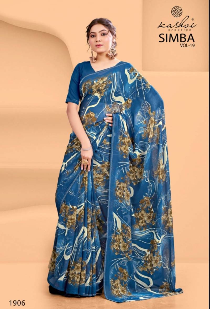 Kashvi Simba Vol 19 Georgette With Swarovski Lace Saree